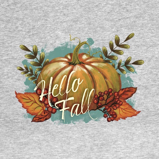 Hello Fall Pumpkin by Zunza.Art